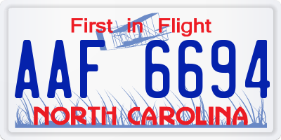 NC license plate AAF6694