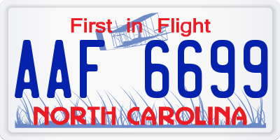 NC license plate AAF6699