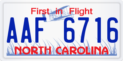 NC license plate AAF6716
