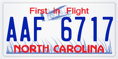 NC license plate AAF6717