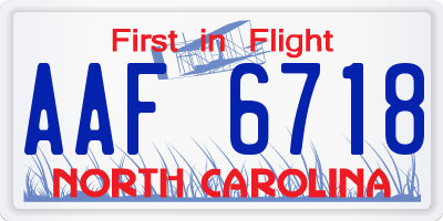 NC license plate AAF6718