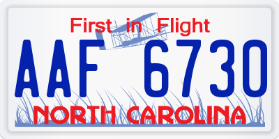 NC license plate AAF6730