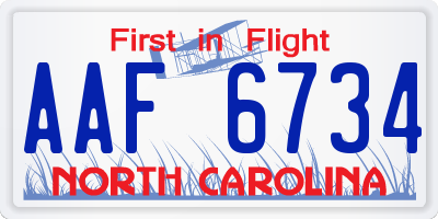NC license plate AAF6734