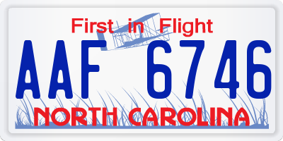 NC license plate AAF6746