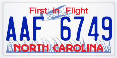 NC license plate AAF6749