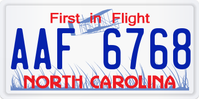 NC license plate AAF6768