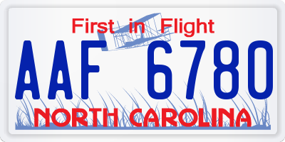 NC license plate AAF6780