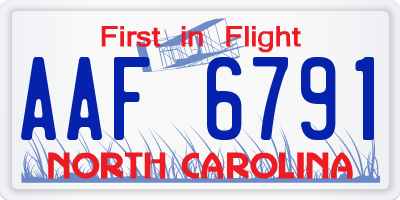 NC license plate AAF6791