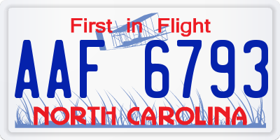 NC license plate AAF6793