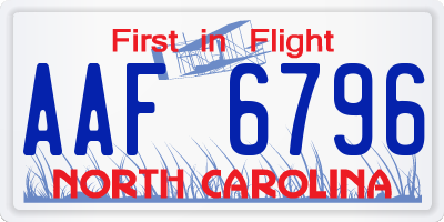 NC license plate AAF6796