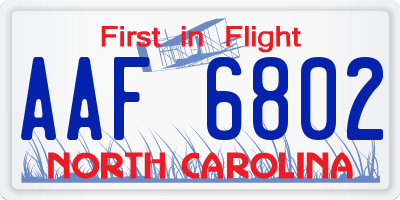 NC license plate AAF6802