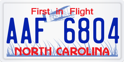NC license plate AAF6804