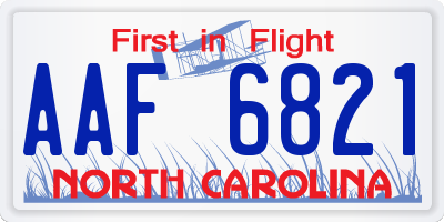 NC license plate AAF6821