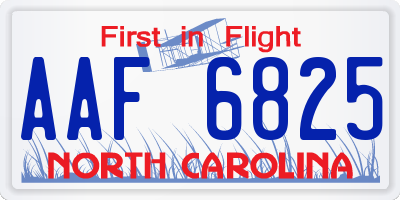 NC license plate AAF6825