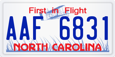 NC license plate AAF6831