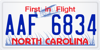 NC license plate AAF6834
