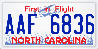 NC license plate AAF6836