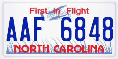 NC license plate AAF6848