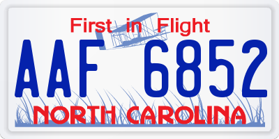 NC license plate AAF6852