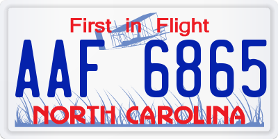 NC license plate AAF6865