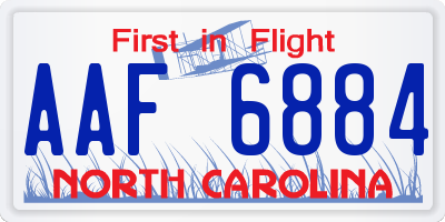 NC license plate AAF6884
