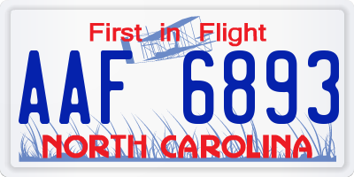 NC license plate AAF6893