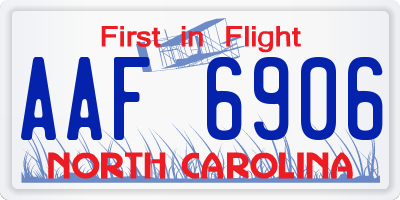 NC license plate AAF6906