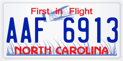 NC license plate AAF6913