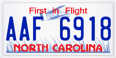 NC license plate AAF6918