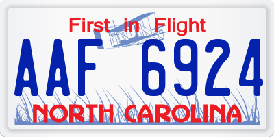 NC license plate AAF6924
