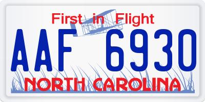 NC license plate AAF6930
