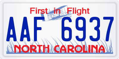 NC license plate AAF6937