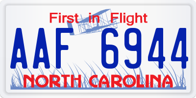 NC license plate AAF6944