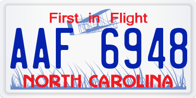 NC license plate AAF6948