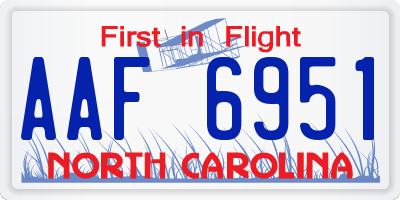 NC license plate AAF6951