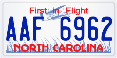 NC license plate AAF6962