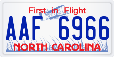 NC license plate AAF6966