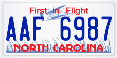 NC license plate AAF6987