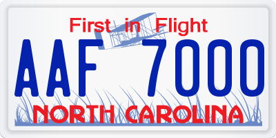NC license plate AAF7000