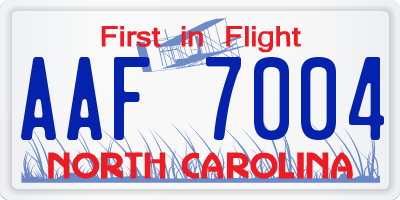 NC license plate AAF7004