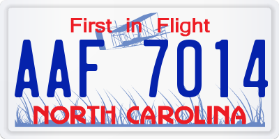 NC license plate AAF7014