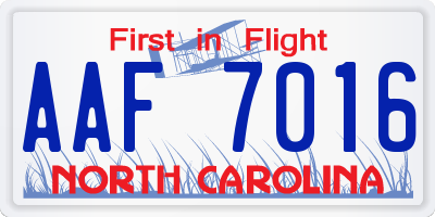 NC license plate AAF7016