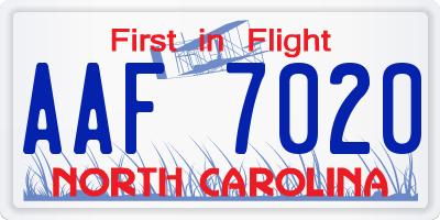 NC license plate AAF7020
