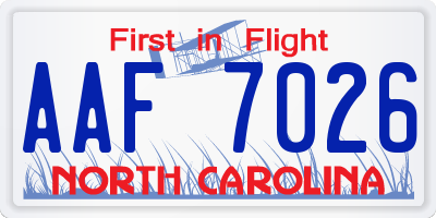 NC license plate AAF7026