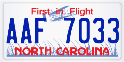 NC license plate AAF7033