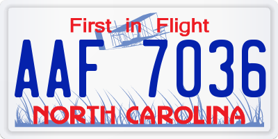 NC license plate AAF7036
