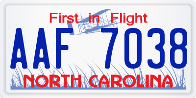 NC license plate AAF7038