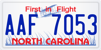 NC license plate AAF7053