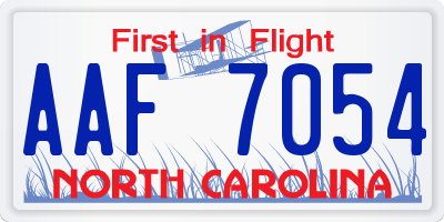 NC license plate AAF7054
