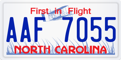 NC license plate AAF7055